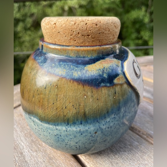 "GREEN FEES" Tumbleweed Pottery Handcrafted in North Carolina Cork Top Golf Bank - Picture 4 of 8